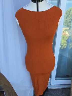 Vintage American Apparel Rust Orange Sleeveless Bodycon Dress